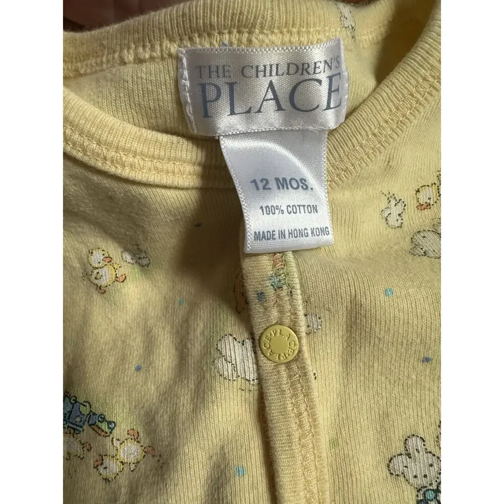 Vtg Sleeper Coverall Baby 12 Months Yellow One Piece Children’s Place Duck Bunny